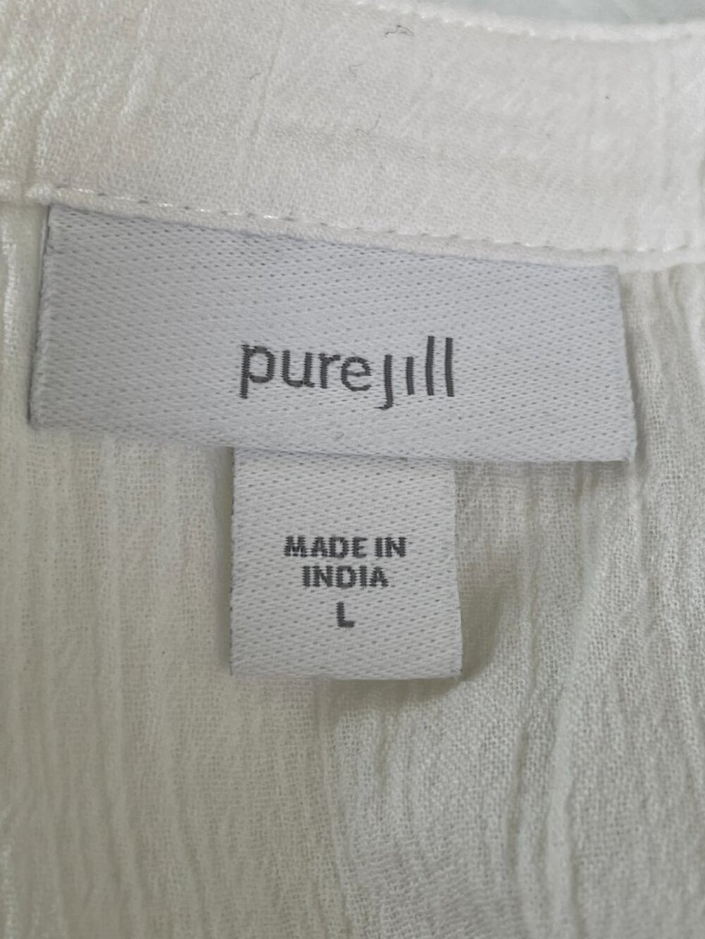 Pure Jill White Embroidered Cotton Gauze Boho Tunic Top L NWOT - Picture 4 of 11